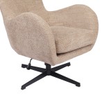 Πολυθρόνα Zefrina pakoworld περιστρεφόμενη μπεζ ύφασμα με βάση σε μαύρη απόχρωση 77x82x100-107εκ