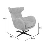 Πολυθρόνα Zefrina pakoworld περιστρεφόμενη μπεζ ύφασμα με βάση σε μαύρη απόχρωση 77x82x100-107εκ