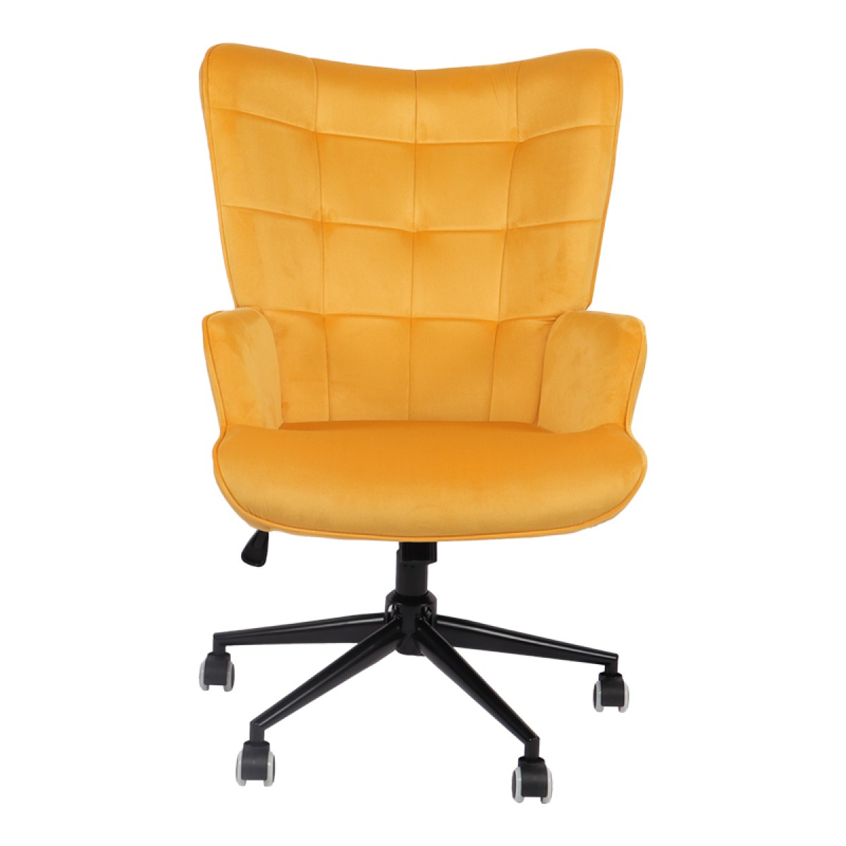 Καρέκλα γραφείου διευθυντή Lobima pakoworld περιστρεφόμενη κίτρινο βελούδο 68x71x105-112εκ