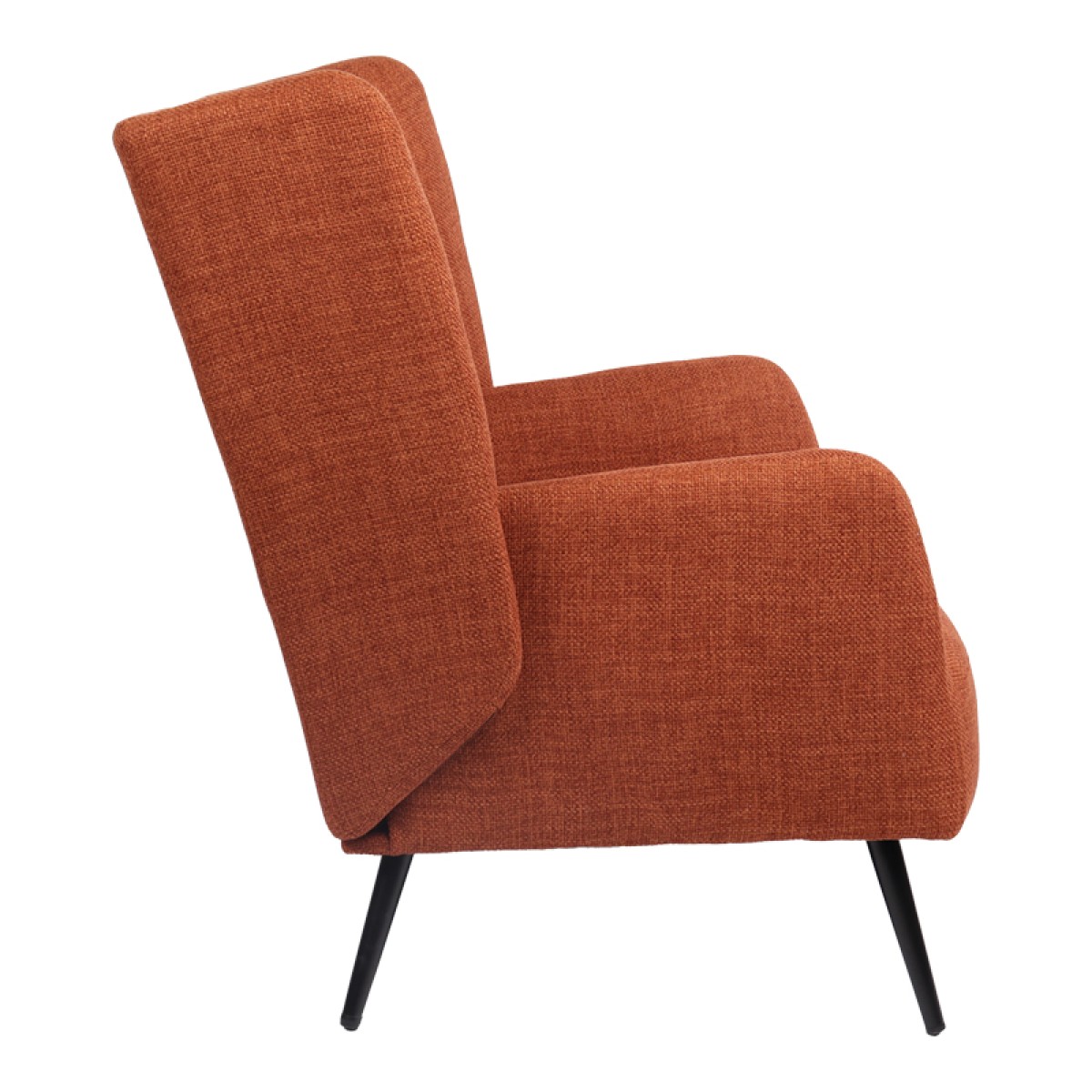 Πολυθρόνα Mareta pakoworld terracotta ύφασμα με πόδι σε μαύρη απόχρωση 83x80x99εκ