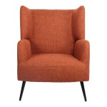 Πολυθρόνα Mareta pakoworld terracotta ύφασμα με πόδι σε μαύρη απόχρωση 83x80x99εκ