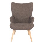 Πολυθρόνα-μπερζέρα Gerlina pakoworld καφέ ύφασμα με πόδι σε φυσική απόχρωση 71x64x94εκ