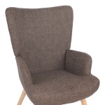 Πολυθρόνα-μπερζέρα Gerlina pakoworld καφέ ύφασμα με πόδι σε φυσική απόχρωση 71x64x94εκ