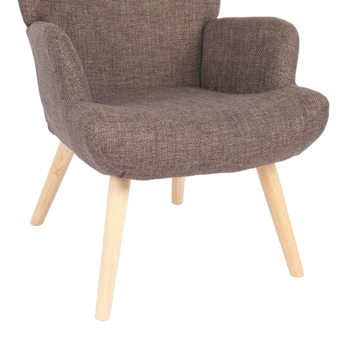 Πολυθρόνα-μπερζέρα Gerlina pakoworld καφέ ύφασμα με πόδι σε φυσική απόχρωση 71x64x94εκ