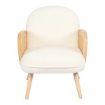 Πολυθρόνα Stedy pakoworld λευκό μπουκλέ ύφασμα με πόδι σε φυσική απόχρωση 78x64x82εκ