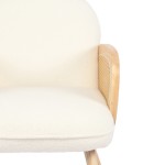 Πολυθρόνα Stedy pakoworld λευκό μπουκλέ ύφασμα με πόδι σε φυσική απόχρωση 78x64x82εκ