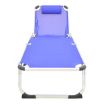 Ξαπλώστρα παραλίας Fevepe pakoworld βαρέως τύπου αλουμίνιο-textilene σε μπλε απόχρωση 58.5x185x29.5εκ