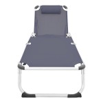 Ξαπλώστρα παραλίας Fevepe pakoworld βαρέως τύπου αλουμίνιο-textilene σε ανθρακί απόχρωση 58.5x185x29.5εκ