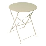Τραπεζι Bistro pakoworld μεταλλικό αναδιπλούμενο σε μπεζ απόχρωση Φ60x71εκ