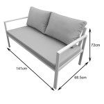 Σαλόνι Gardenly pakoworld σετ 4τμχ αλουμίνιο σε λευκή απόχρωση με μπεζ μαξιλάρια