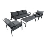 Σαλόνι Gardenly Ι pakoworld σετ 4τμχ αλουμίνιο σε ανθρακί απόχρωση με ανθρακί μαξιλάρια