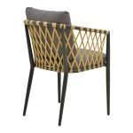 Πολυθρόνα Peluxe pakoworld αλουμίνιο ανθρακί-pe σχοινί φυσικό-μαξιλάρια γκρι 57x60x78εκ