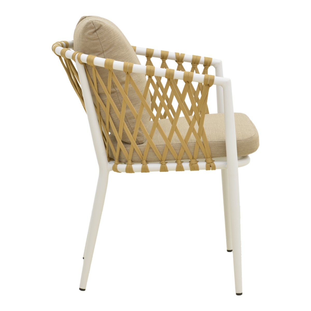 Πολυθρόνα Peluxe pakoworld αλουμίνιο λευκό-pe σχοινί φυσικό-μαξιλάρια μπεζ 57x60x78εκ