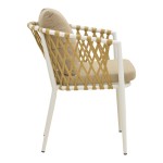 Πολυθρόνα Peluxe pakoworld αλουμίνιο λευκό-pe σχοινί φυσικό-μαξιλάρια μπεζ 57x60x78εκ