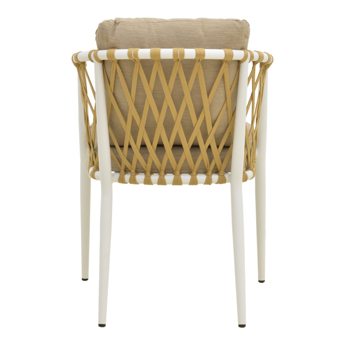 Πολυθρόνα Peluxe pakoworld αλουμίνιο λευκό-pe σχοινί φυσικό-μαξιλάρια μπεζ 57x60x78εκ