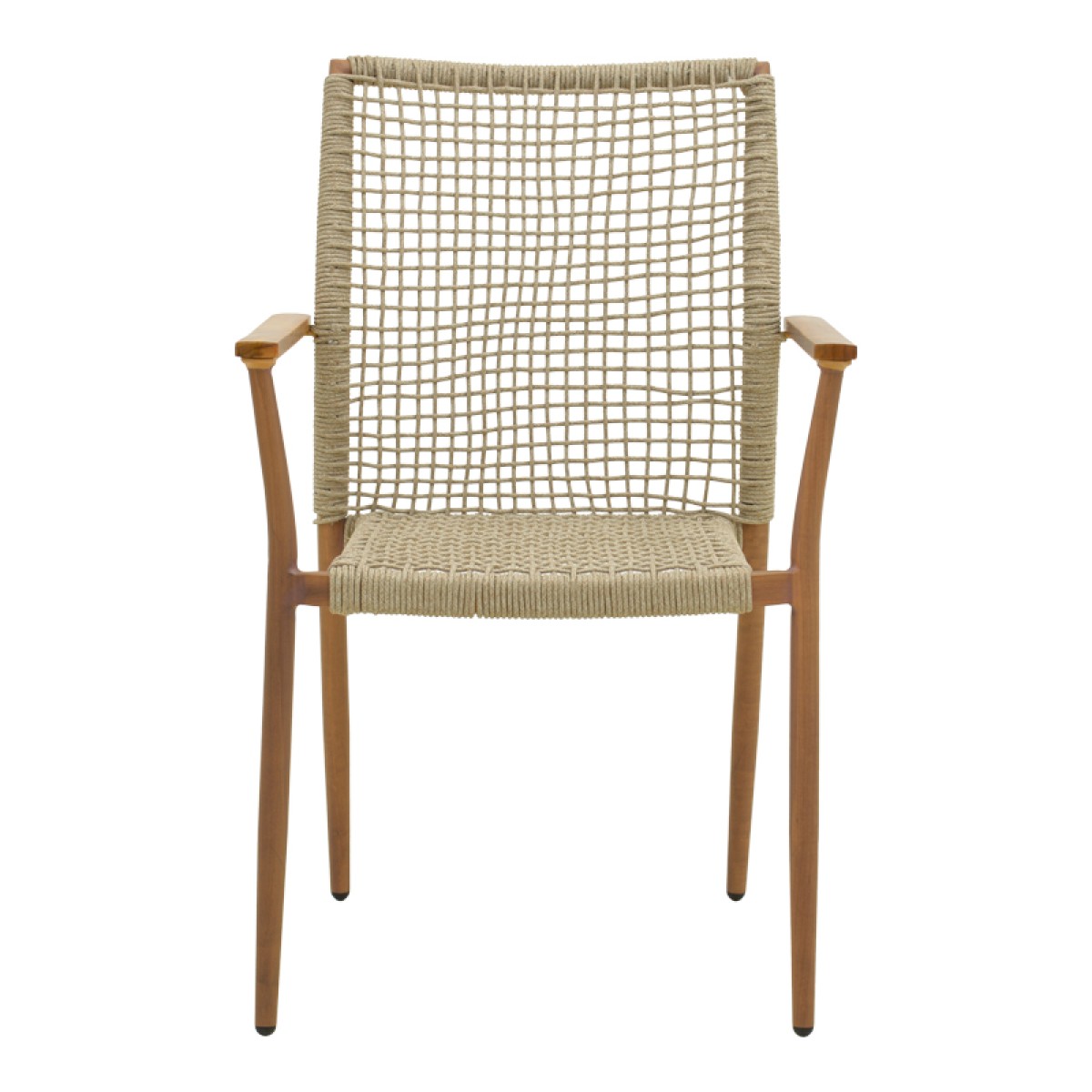 Πολυθρόνα Solana pakoworld στοιβαζόμενη- teak ξύλο- αλουμίνιο σε καφέ-pe σχοινί σε φυσική απόχρωση 56x57x95εκ