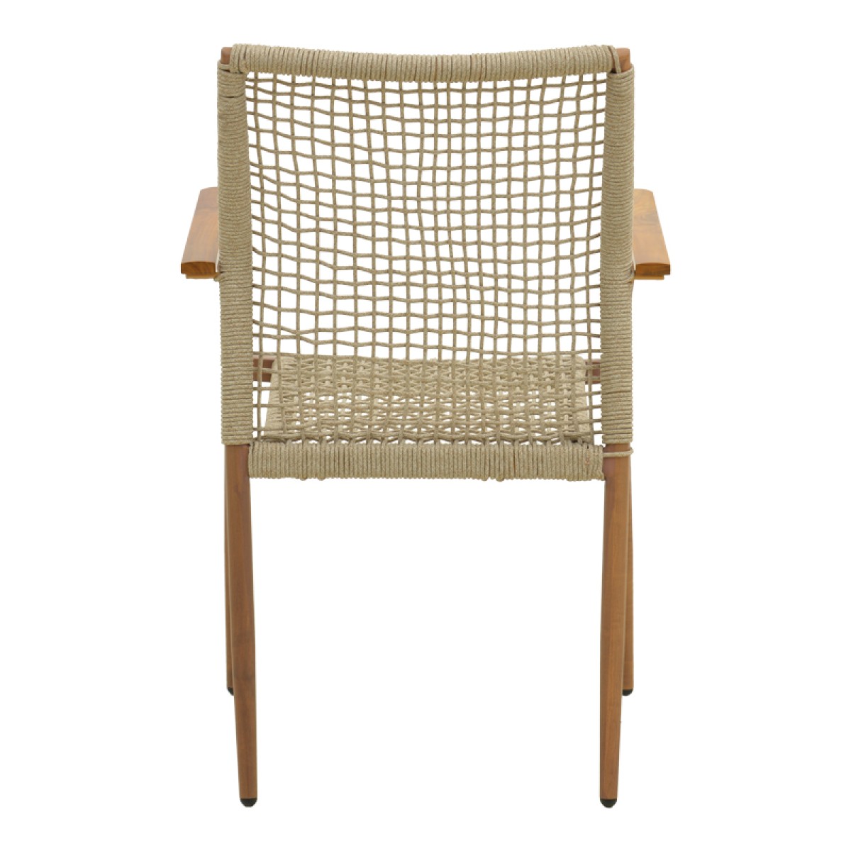 Πολυθρόνα Solana pakoworld στοιβαζόμενη- teak ξύλο- αλουμίνιο σε καφέ-pe σχοινί σε φυσική απόχρωση 56x57x95εκ