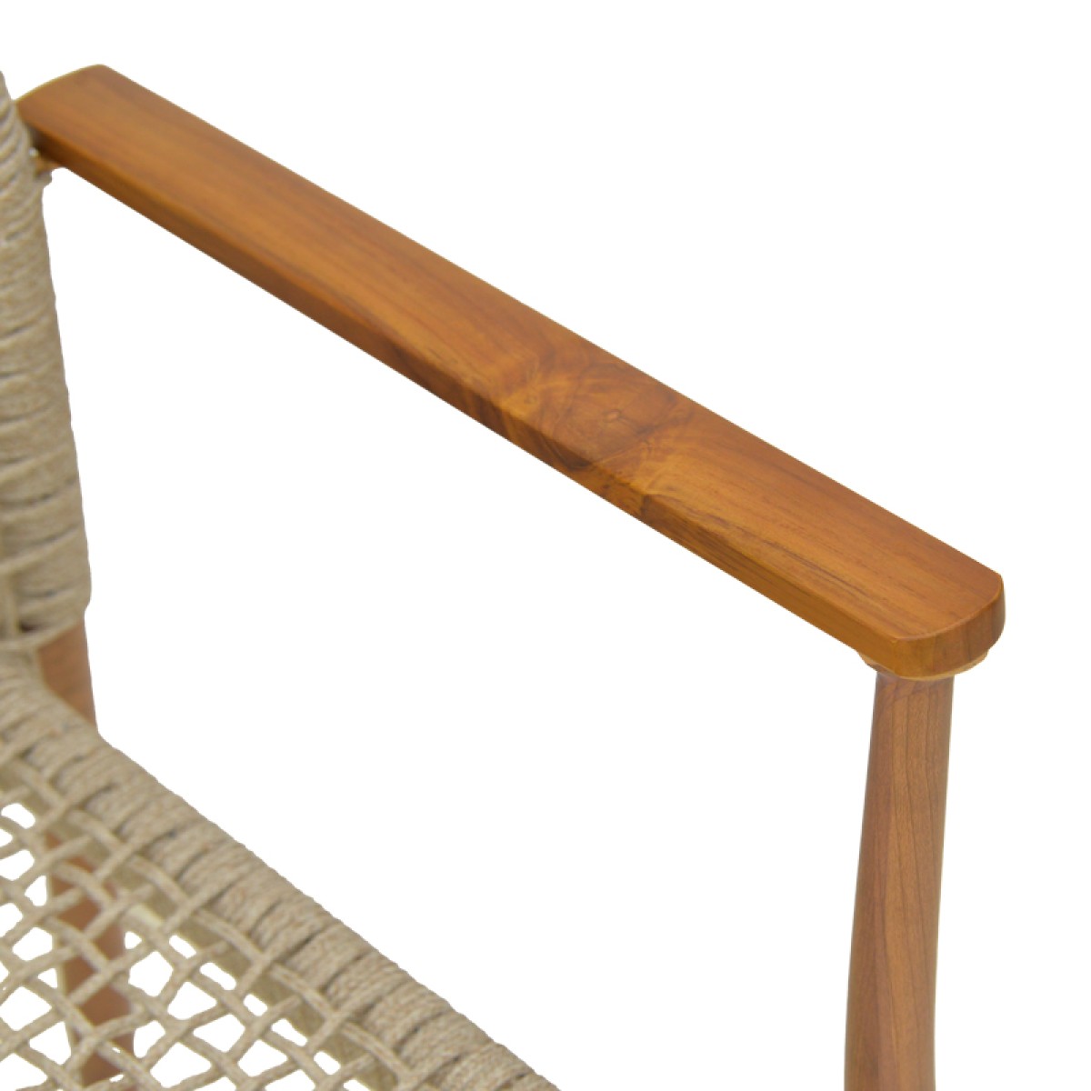 Πολυθρόνα Solana pakoworld στοιβαζόμενη- teak ξύλο- αλουμίνιο σε καφέ-pe σχοινί σε φυσική απόχρωση 56x57x95εκ