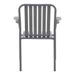 Πολυθρόνα Vista pakoworld στοιβαζόμενη αλουμίνιο σε ανθρακί απόχρωση 62x60x84εκ