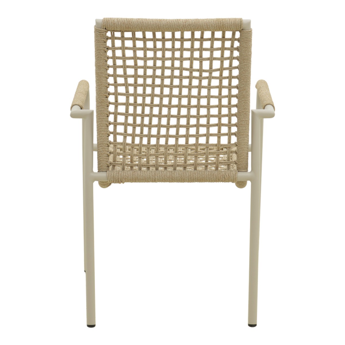 Πολυθρόνα Esence pakoworld στοιβαζόμενη αλουμίνιο λευκή-pe σχοινί σε μπεζ απόχρωση 57x62x88εκ