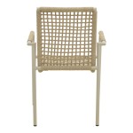 Πολυθρόνα Esence pakoworld στοιβαζόμενη αλουμίνιο λευκή-pe σχοινί σε μπεζ απόχρωση 57x62x88εκ
