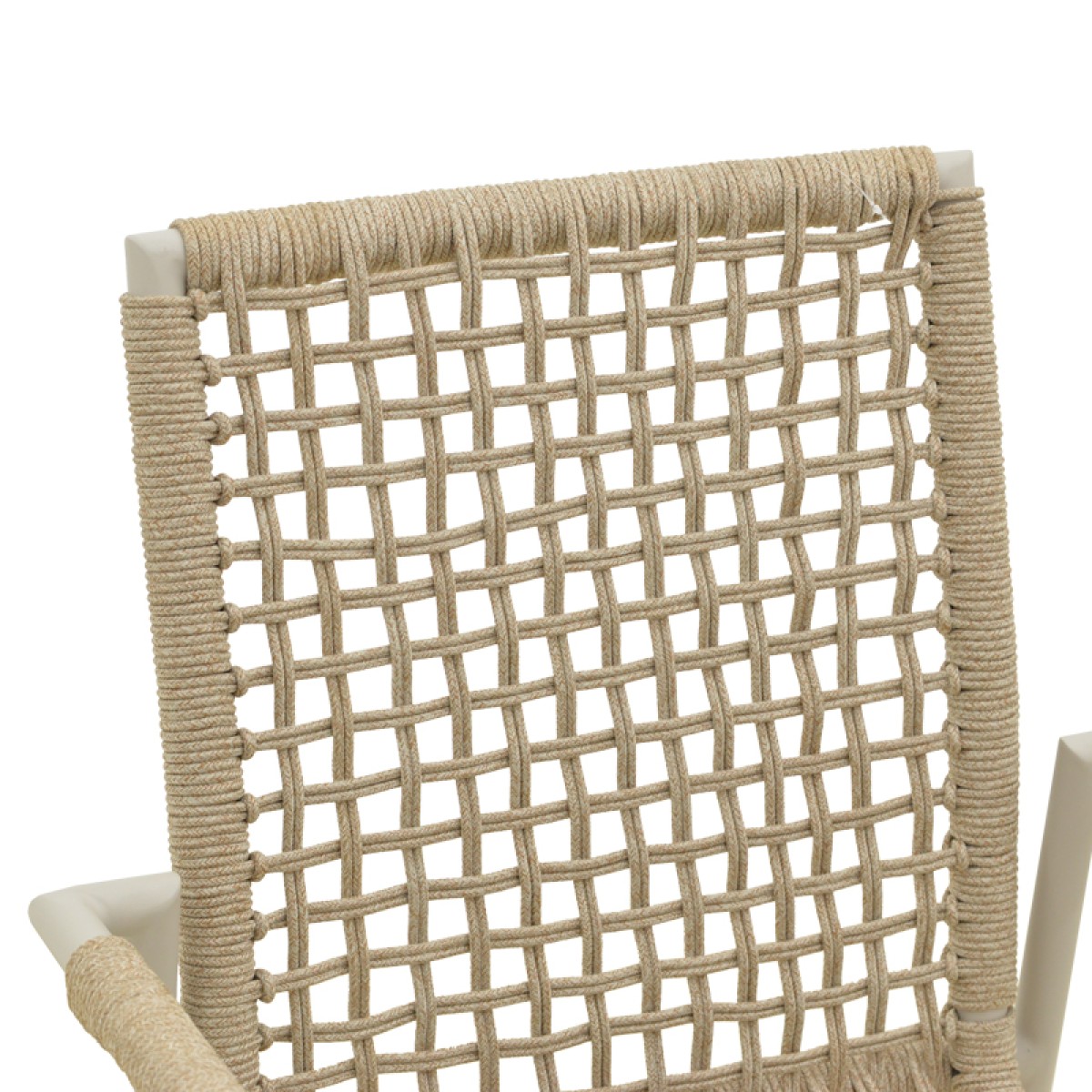 Πολυθρόνα Esence pakoworld στοιβαζόμενη αλουμίνιο λευκή-pe σχοινί σε μπεζ απόχρωση 57x62x88εκ