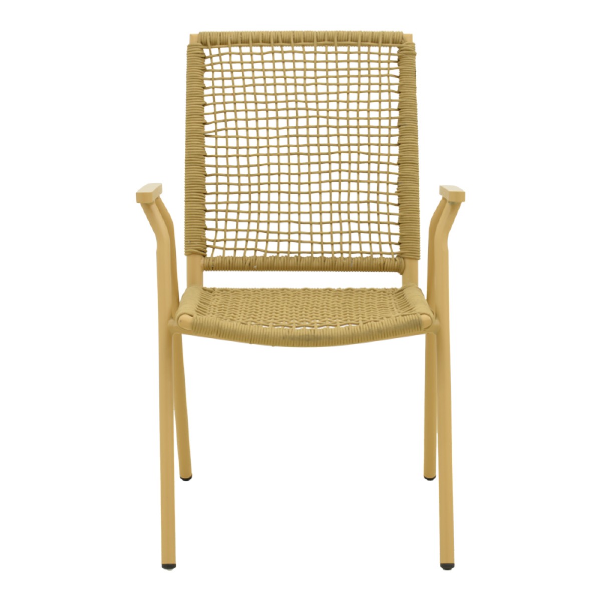 Πολυθρόνα Weave pakoworld στοιβαζόμενη αλουμίνιο-pe σχοινί σε μπεζ απόχρωση 57x63x86εκ