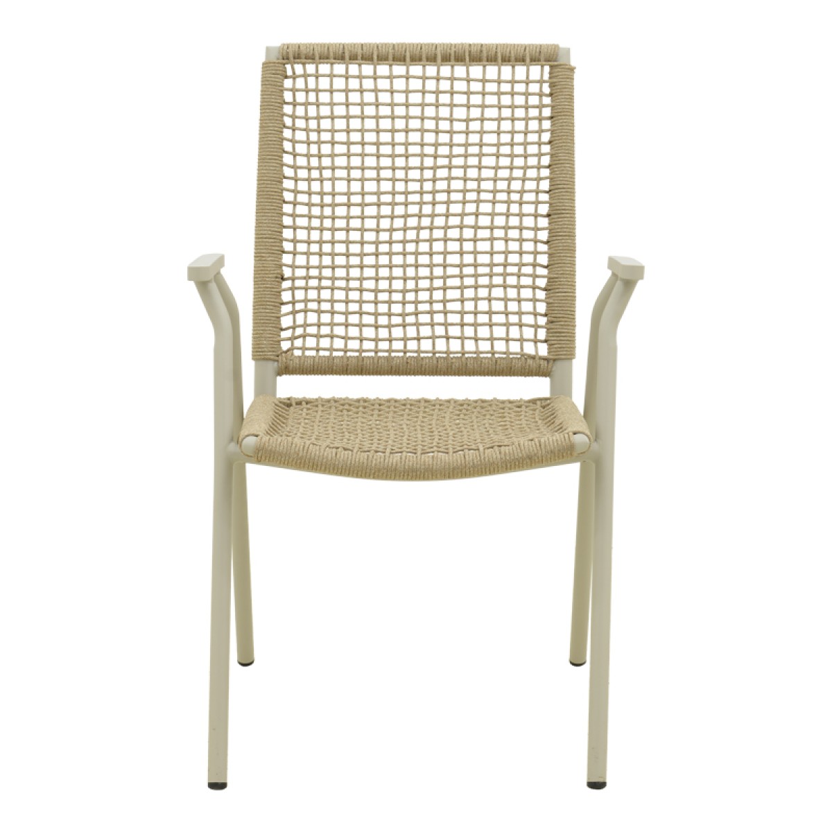 Πολυθρόνα Weave pakoworld στοιβαζόμενη αλουμίνιο σε ανθρακί -pe σχοινί σε φυσική απόχρωση 57x63x86εκ