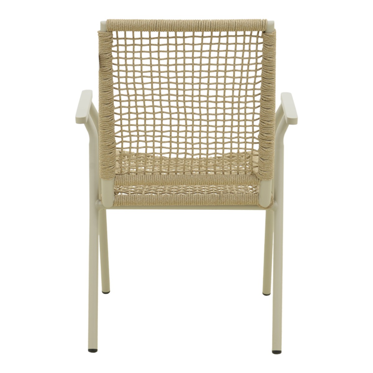 Πολυθρόνα Weave pakoworld στοιβαζόμενη αλουμίνιο σε ανθρακί -pe σχοινί σε φυσική απόχρωση 57x63x86εκ