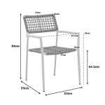 Πολυθρόνα Castal pakoworld στοιβαζόμενη μέταλλο σε μαύρο -pe σχοινί σε φυσική απόχρωση 56x60x84εκ