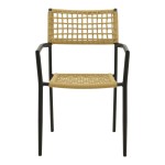 Πολυθρόνα Castal pakoworld στοιβαζόμενη μέταλλο σε μαύρο -pe σχοινί σε φυσική απόχρωση 56x60x84εκ