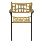 Πολυθρόνα Castal pakoworld στοιβαζόμενη μέταλλο σε μαύρο -pe σχοινί σε φυσική απόχρωση 56x60x84εκ