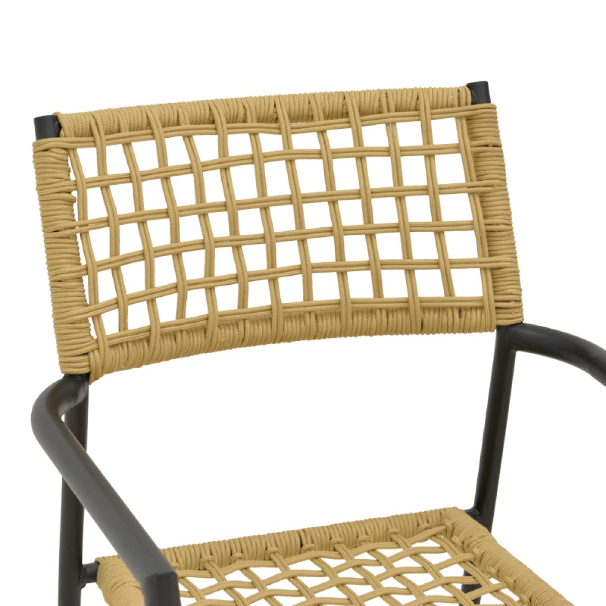 Πολυθρόνα Castal pakoworld στοιβαζόμενη μέταλλο σε μαύρο -pe σχοινί σε φυσική απόχρωση 56x60x84εκ