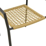 Πολυθρόνα Castal pakoworld στοιβαζόμενη μέταλλο σε μαύρο -pe σχοινί σε φυσική απόχρωση 56x60x84εκ