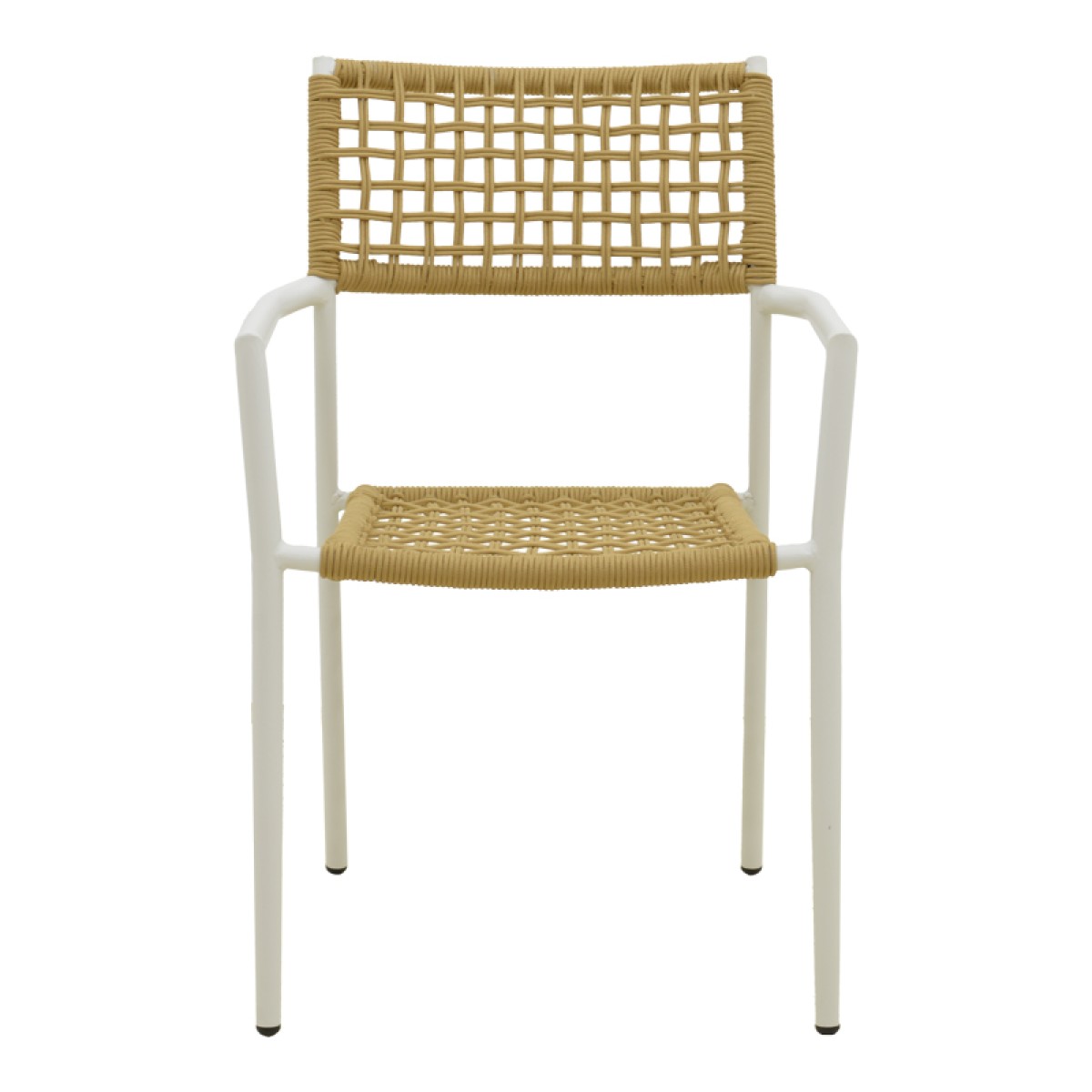 Πολυθρόνα Castal pakoworld στοιβαζόμενη μέταλλο σε λευκή -pe σχοινί σε φυσική απόχρωση 56x60x84εκ