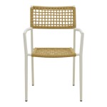 Πολυθρόνα Castal pakoworld στοιβαζόμενη μέταλλο σε λευκή -pe σχοινί σε φυσική απόχρωση 56x60x84εκ
