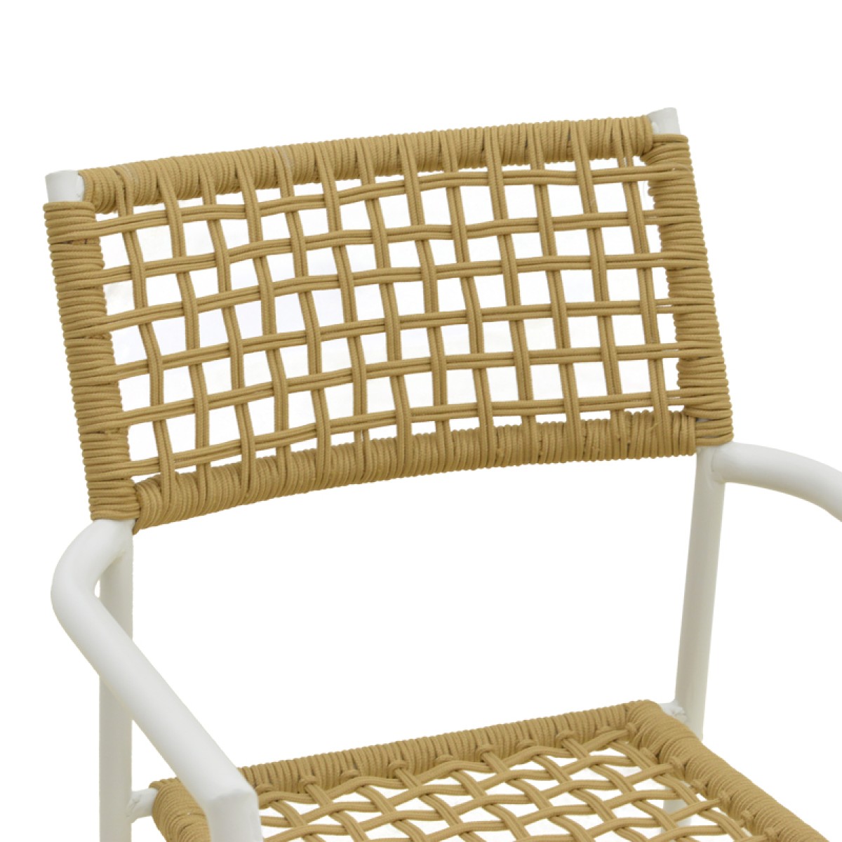 Πολυθρόνα Castal pakoworld στοιβαζόμενη μέταλλο σε λευκή -pe σχοινί σε φυσική απόχρωση 56x60x84εκ