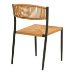 Καρέκλα Cura pakoworld στοιβαζόμενη αλουμίνιο σε μαύρη -pe rattan σε φυσική απόχρωση 53x59x78εκ