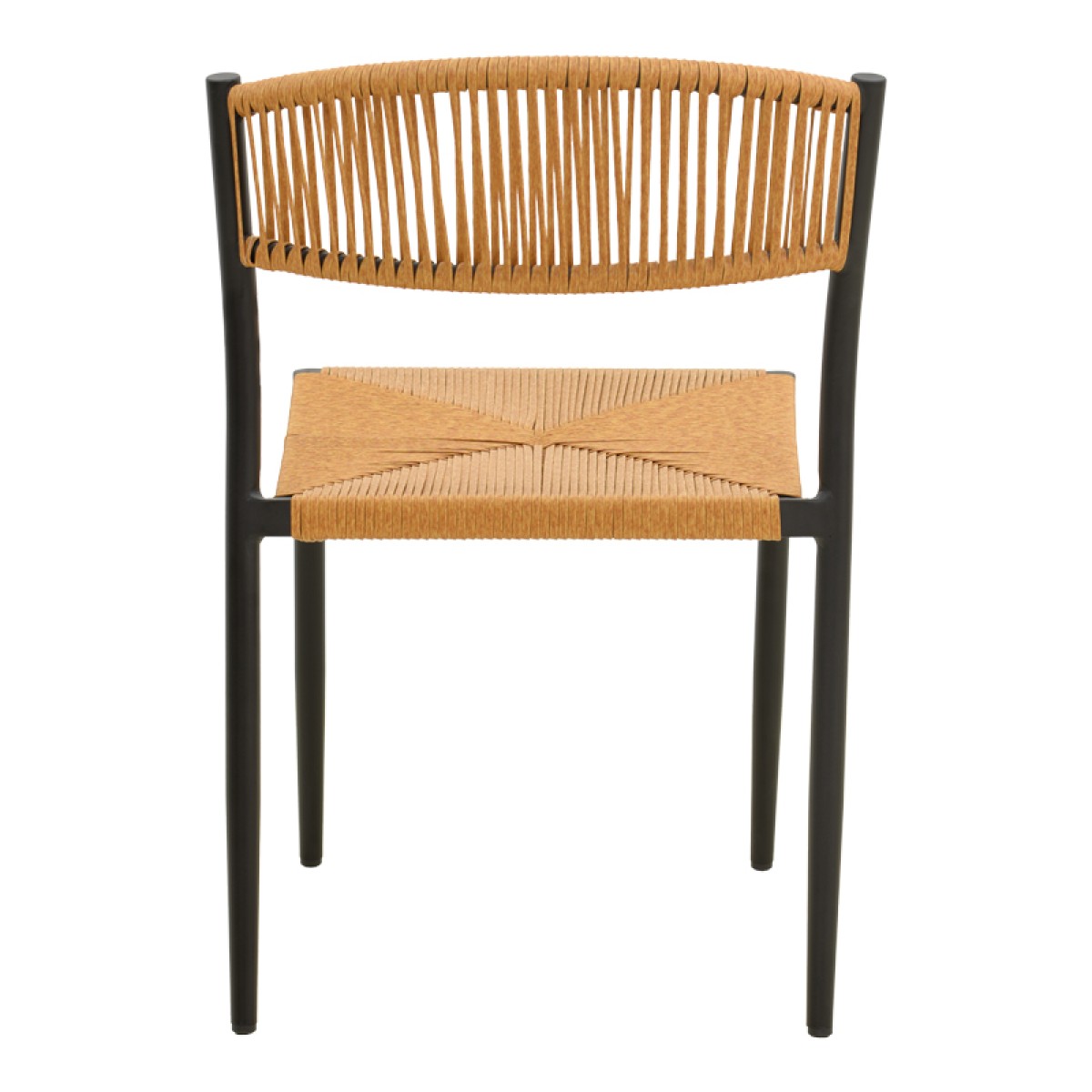 Καρέκλα Cura pakoworld στοιβαζόμενη αλουμίνιο σε μαύρη -pe rattan σε φυσική απόχρωση 53x59x78εκ