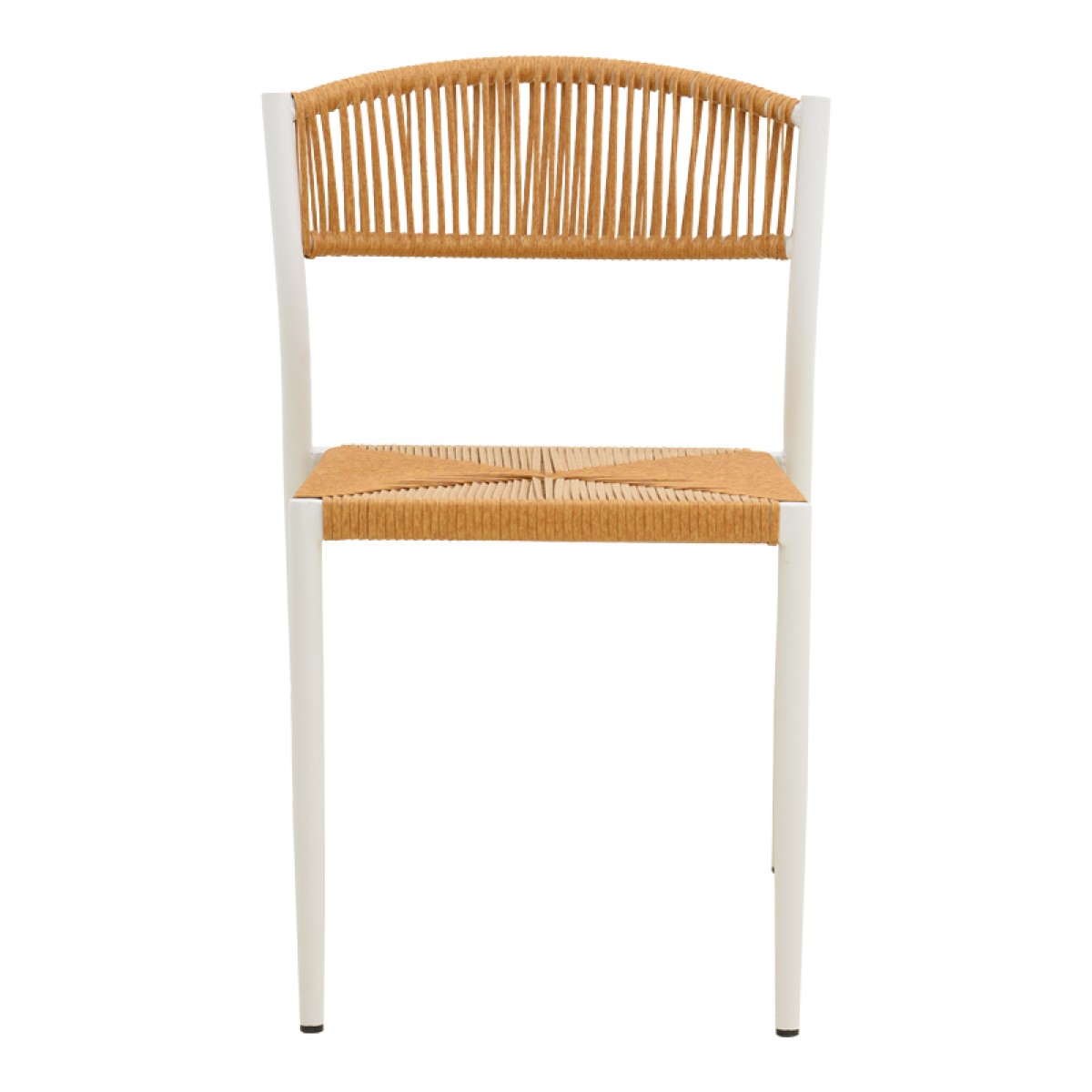 Καρέκλα Cura pakoworld στοιβαζόμενη αλουμίνιο σε λευκή -pe rattan σε φυσική απόχρωση 53x59x78εκ