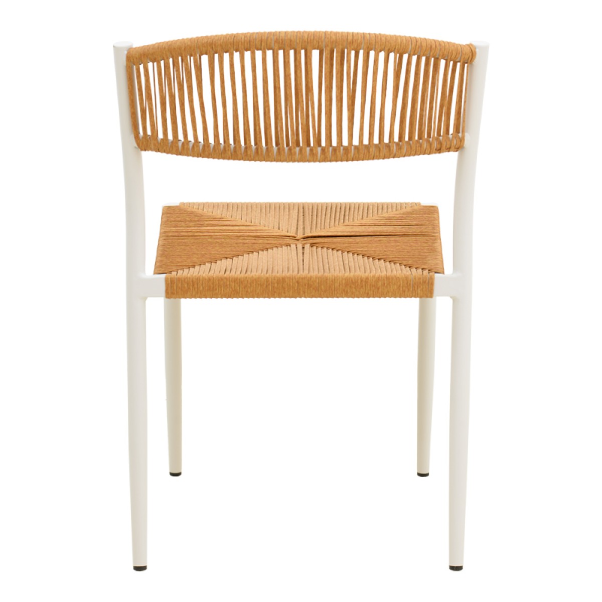 Καρέκλα Cura pakoworld στοιβαζόμενη αλουμίνιο σε λευκή -pe rattan σε φυσική απόχρωση 53x59x78εκ