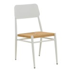 Καρέκλα Giardino pakoworld στοιβαζόμενη αλουμίνιο σε λευκή -pe rattan σε φυσική απόχρωση 45x56x82εκ