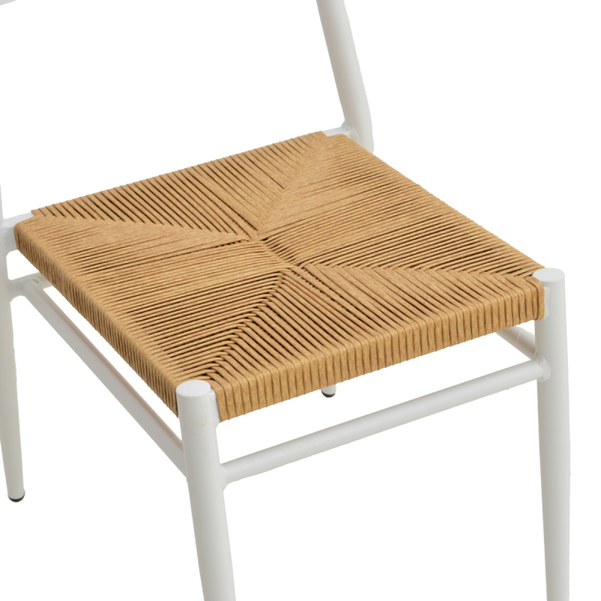 Καρέκλα Giardino pakoworld στοιβαζόμενη αλουμίνιο σε λευκή -pe rattan σε φυσική απόχρωση 45x56x82εκ