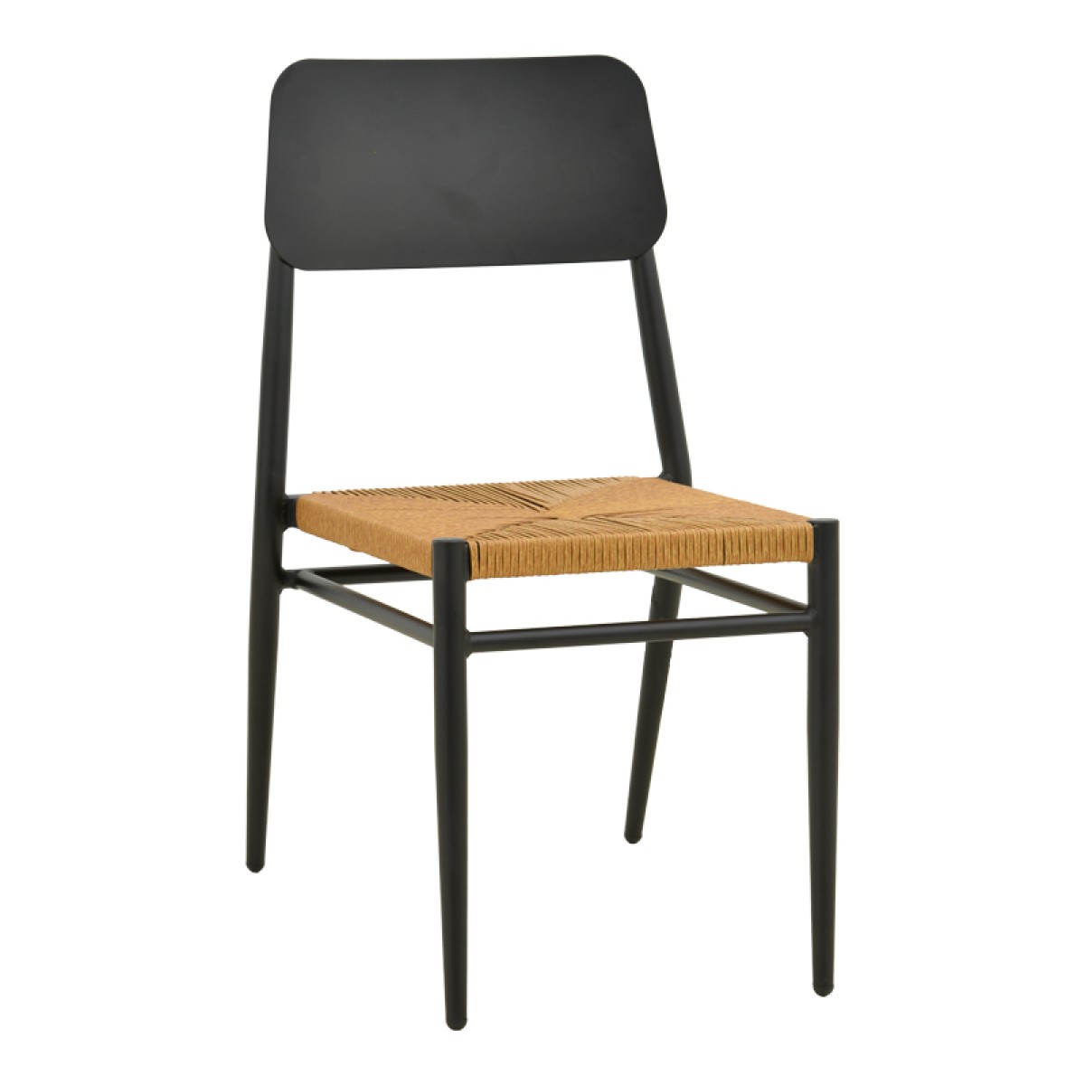 Καρέκλα Giardino pakoworld στοιβαζόμενη αλουμίνιο σε μαύρη -pe rattan σε φυσική απόχρωση 45x56x82εκ