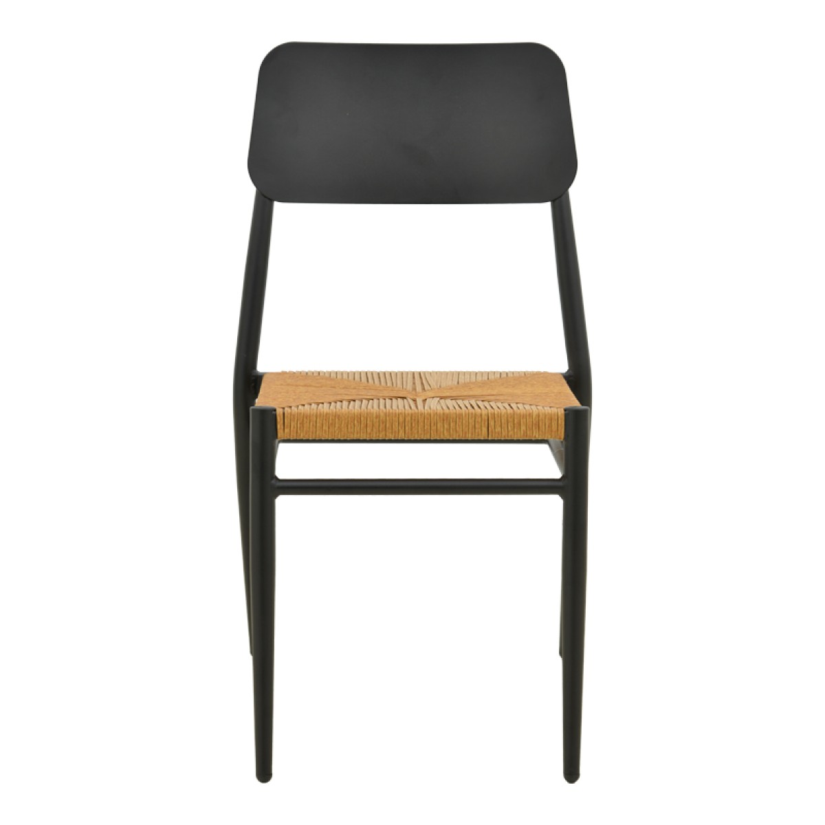 Καρέκλα Giardino pakoworld στοιβαζόμενη αλουμίνιο σε μαύρη -pe rattan σε φυσική απόχρωση 45x56x82εκ