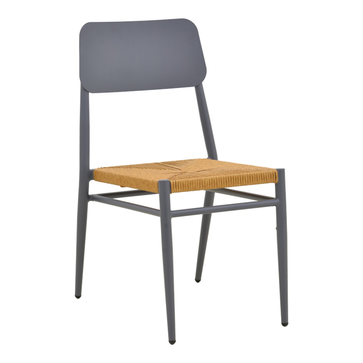 Καρέκλα Giardino pakoworld στοιβαζόμενη αλουμίνιο σε ανθρακί -pe rattan σε φυσική απόχρωση 45x56x82εκ