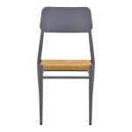 Καρέκλα Giardino pakoworld στοιβαζόμενη αλουμίνιο σε ανθρακί -pe rattan σε φυσική απόχρωση 45x56x82εκ