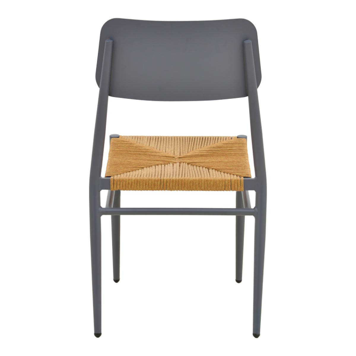 Καρέκλα Giardino pakoworld στοιβαζόμενη αλουμίνιο σε ανθρακί -pe rattan σε φυσική απόχρωση 45x56x82εκ