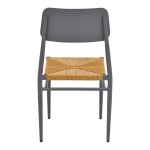 Καρέκλα Giardino pakoworld στοιβαζόμενη αλουμίνιο σε ανθρακί -pe rattan σε φυσική απόχρωση 45x56x82εκ