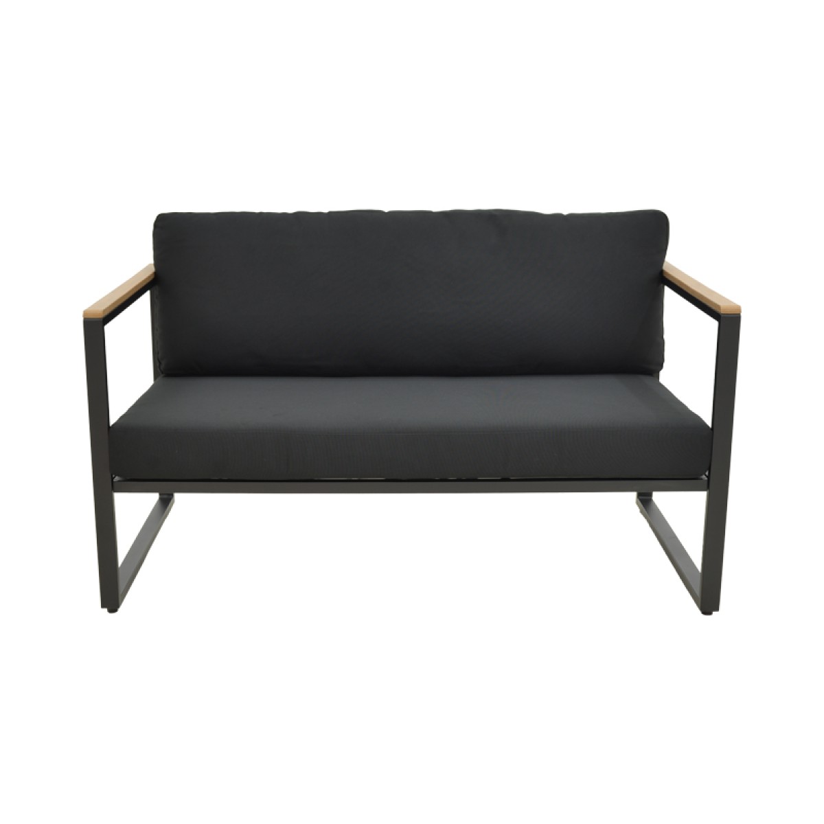 Καναπές διθέσιος Aurelio pakoworld μαύρο μέταλλο με μαύρα μαξιλάρια 130x74x63εκ
